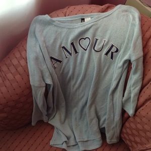 Blue 3/4 length sleeves sweater